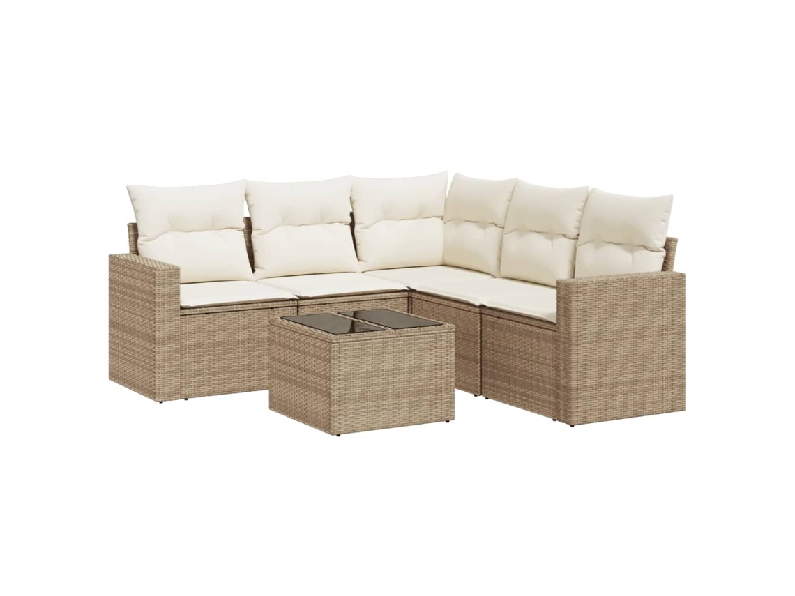 Maison Exclusive - 6 Pcs Conjunto De Sofás P/ Jardim Com Almofadões Vime Pe Bege
