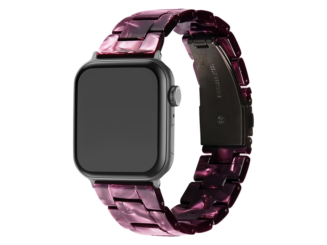 Pulseira transparente em resina cerâmica para Apple Watch, Samsung Galaxy Watch7 e Iwatch10, vermelha clara, tamanhos 38, 40 e 41.