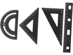 Conjunto de réguas e suportes de metal resistente para decoração escolar, régua quadrada de metal leve, adequada para uso.