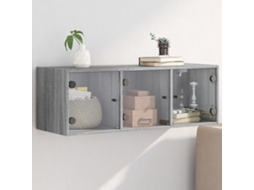 Vidaxl Armário De Parede C/ Portas De Vidro 102x37x35 Cm Cinza Sonoma