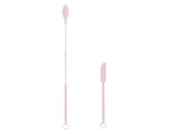 Conjunto de 2 mini espátulas de silicone reutilizáveis, retráteis, pequenas e finas, para maquiagem, beleza e culinária.