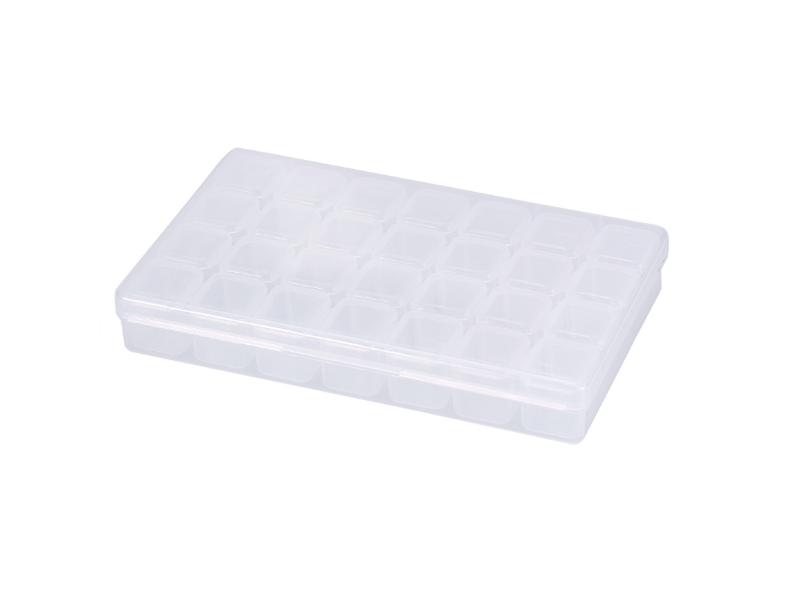 Caja De Armazenamento Para Decoração De Unhas Com 28 Espaços, Pedras De Strass E Pérolas Vazias