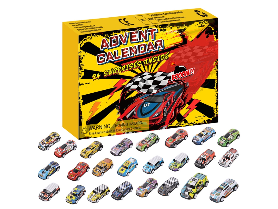 Primerox calendário de Adviento Natal 24 Peças Brinquedos Carros Presente para Crianças