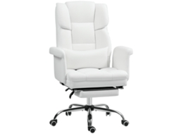 Cadeira De Escritório Branca Ergonômica, Altura 48-56cm, Reclinável, Apoio Pés