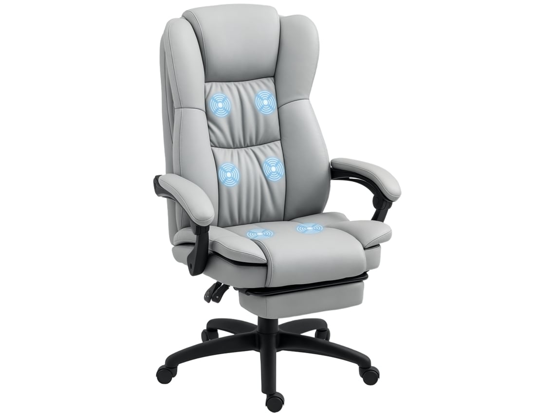 Cadeira Escritório Pu, Pp e Nylon Cor Cinza Claro 68,5x68,5x113-121 cm Vinsetto