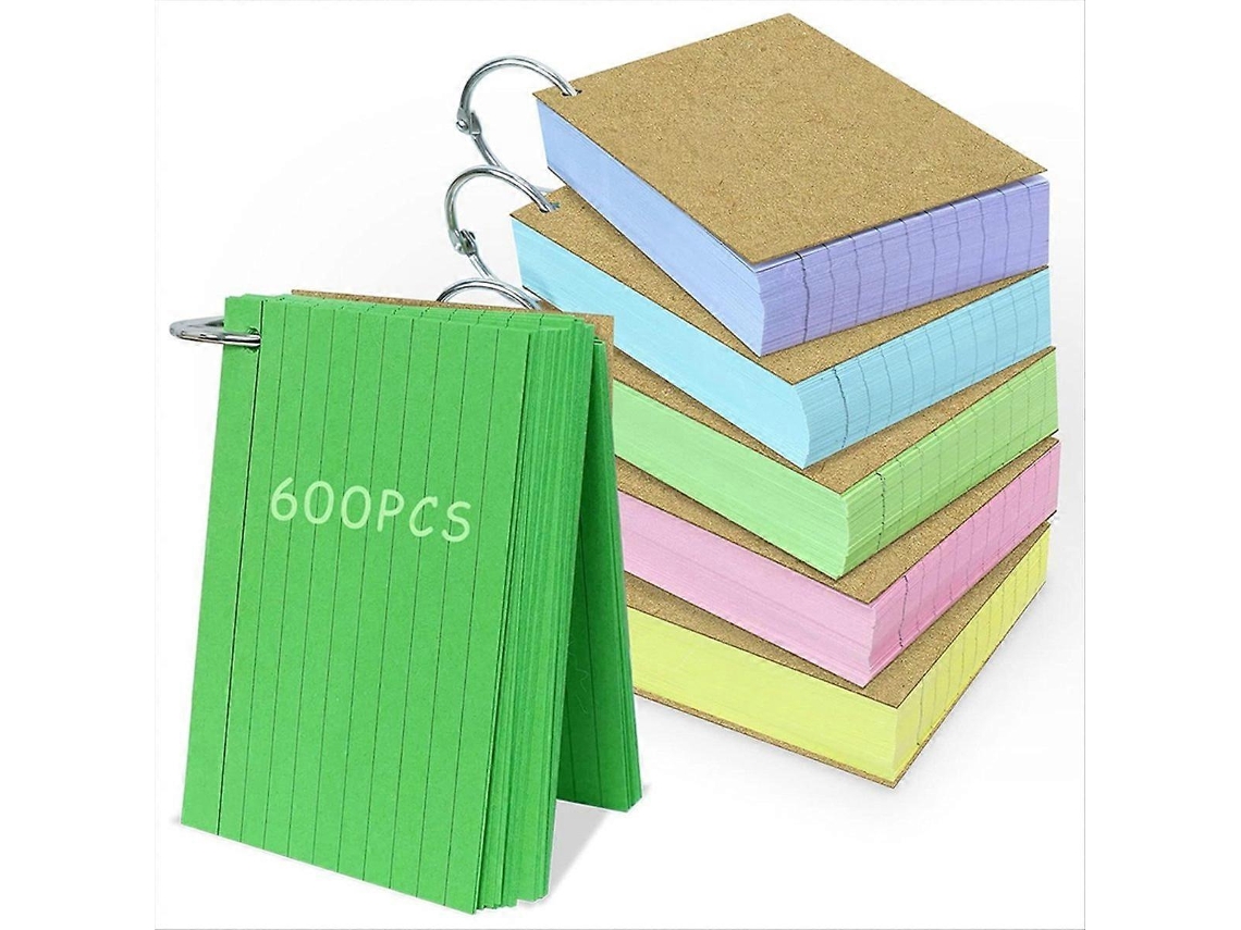 Conjunto de 600 Fichas de Índice Coloridas de 7, 6 X 12,7 Cm com Argola BRILVIBERA (3 X 5 Polegadas)