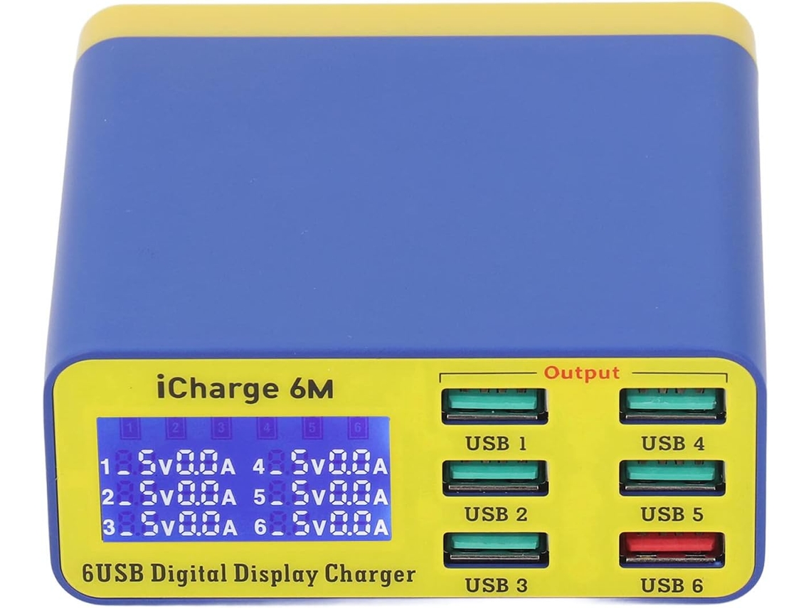 Carregador Usb, 6 Portas, Prático E Leve, 100-240v Para Escritório