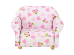 Mali sofá de Mini Casinha de Bonecas 1:12 com Decoração de Coração e Morango