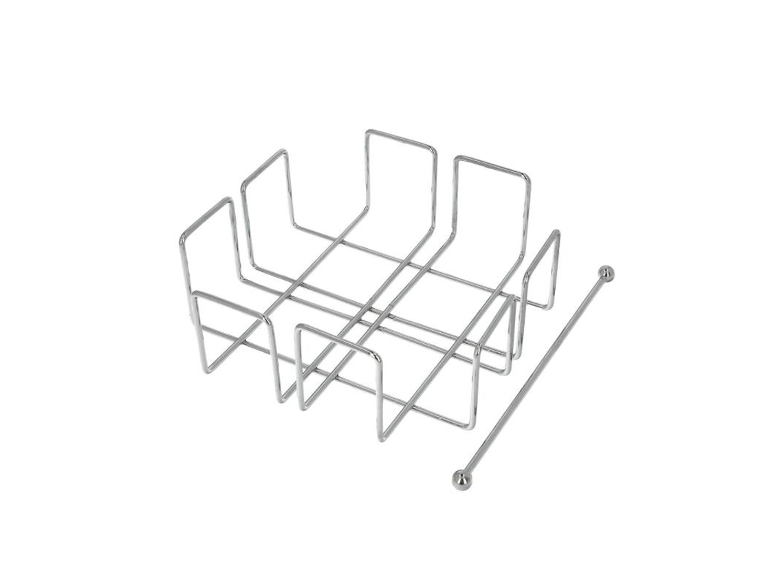 Porta Guardanapos de Mesa. Formato Quadrado Horizontal de Aço Cromado ORYX