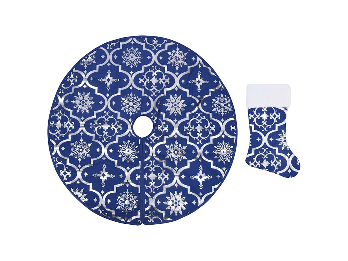 Conjunto 1 Saia De Árvore De Natal Vidaxl Azul Tecido