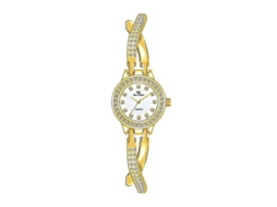 Relógio De Pulso Feminino Bs Bee Sister Fa1531 Com Estampa De Borboleta E Cruz Totalmente Cravejada De Diamantes.