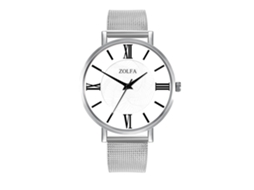 Reloj De Cuarzo Para Mujer Con Correa De Malla, Dial De Color Sólido, Casual (plateado)