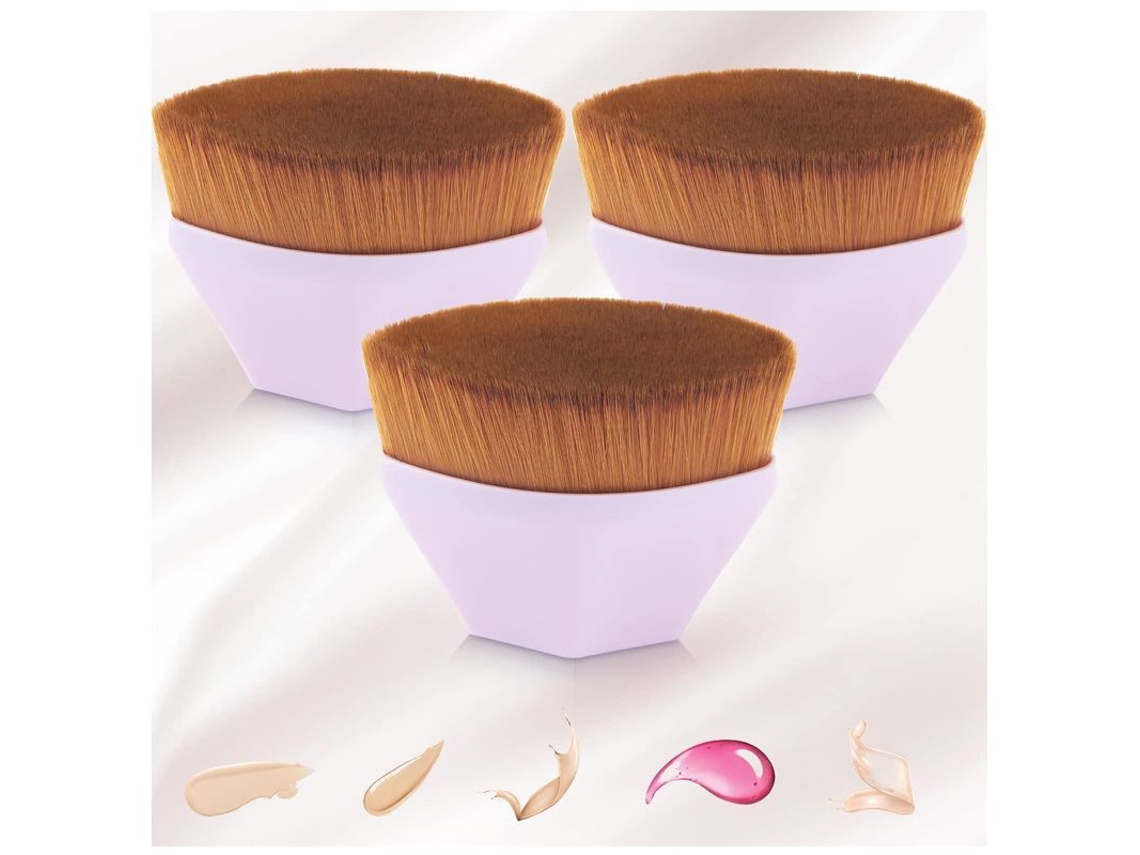 3 Pinceis de Maquiagem Kabuki em Forma de Pétala para Base, Blush e Cosméticos Diversos