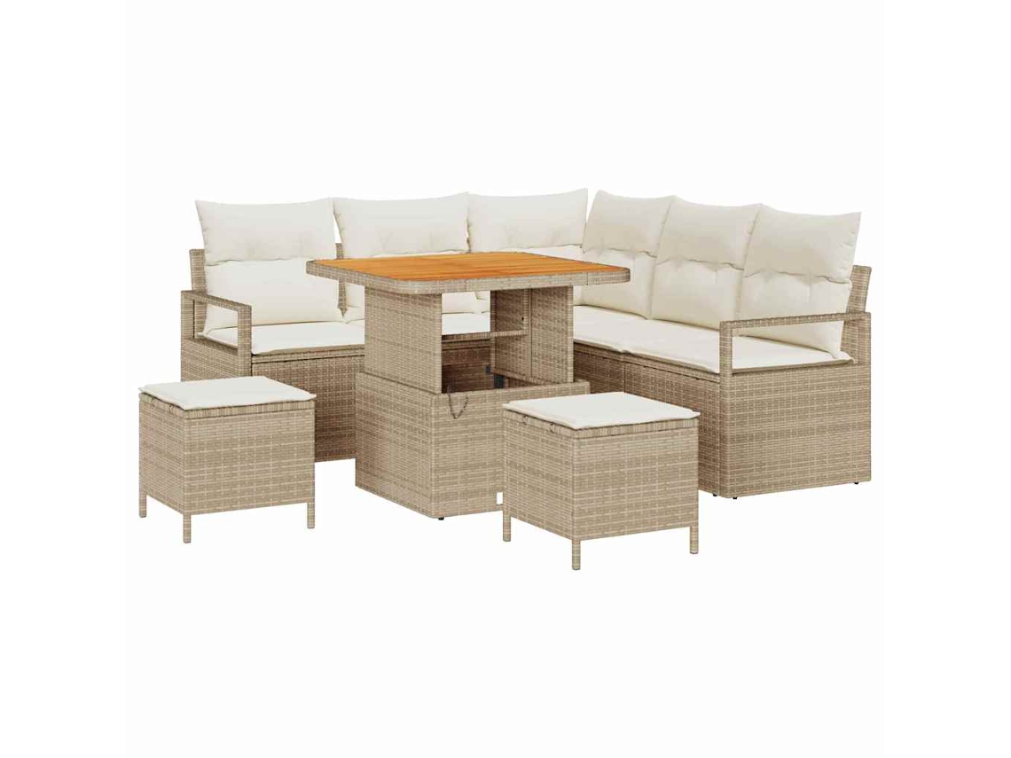 Maison Exclusive - Conjunto De Sofá De Jardim Com Almofada 8 Pcs Bege Vime Pe