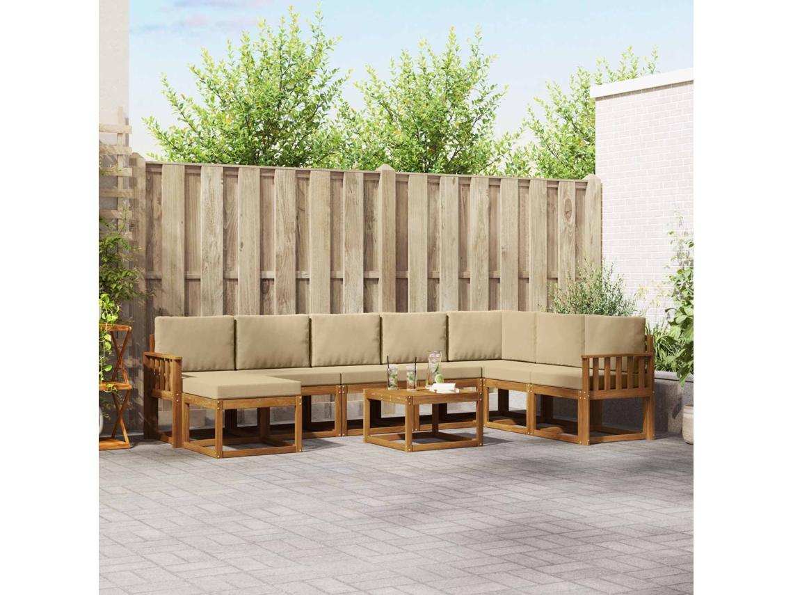 Vidaxl Conjunto De Sofás Para Exterior 9 Pcs Natural E Bege