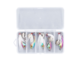 Lure Spinner Bait With Feather Artificial Bait Fishing Lure Kit Spinning To Attract Fish Colorful To Lure Fish School With Tackle Box