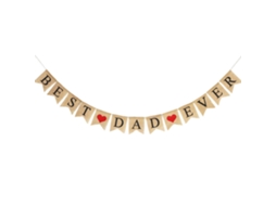 Banner De Letras Best Dad Ever Com Coração Vermelho Em Juta Decorativo Para Festas