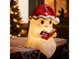 Luminária Fantasma Lendo Com Gorro De Papai Noel, Abajur Fantasma Fofo Para Lareira E Mesa, Presente Para Amantes De
