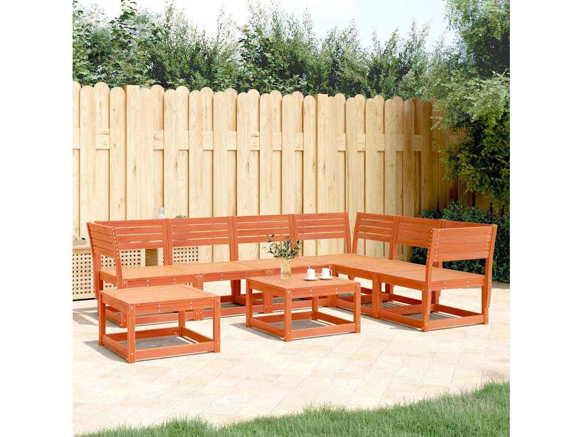 Vidaxl 7 Pcs Conjunto Lounge De Jardim Pinho Maciço Castanho-mel