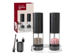 Moedor Elétrico De Pimenta, Moedor Automático De Especiarias, Moedor Elétrico De Sal E Pimenta Em Plástico Preto