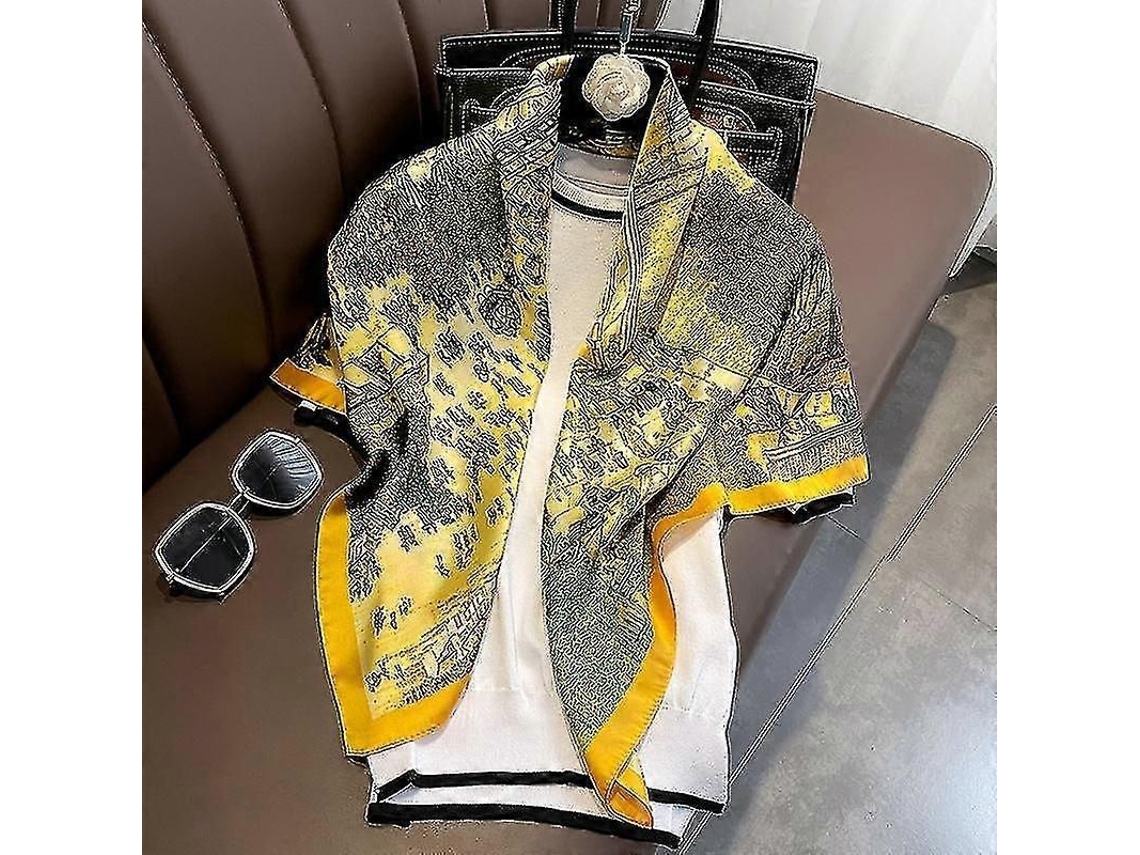 2026 bufanda de Seda Artificial Elegante para Mujer 2022 Color Clásico Socialite Trendy Todo Combinación 90x90cm