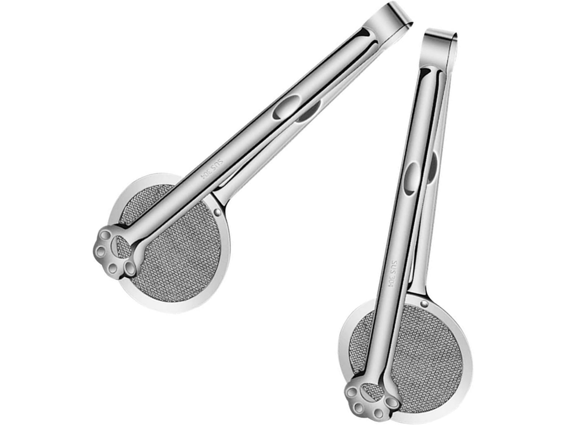 Pinça De Cozinha Aço Inoxidável 2 Peças, Resistente A Altas Temperaturas, Para Churrasco E Fritura, Escumadeira De