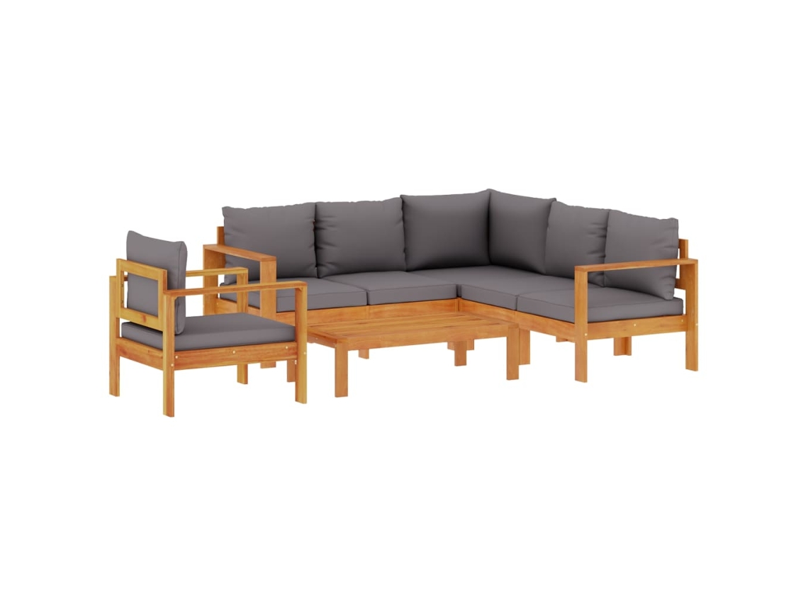 Conjunto de 5 Sofás de Jardim com Almofadões Acácia Maciça MAISON EXCLUSIVE