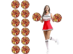 Rebe-12 Pompones De Porrista Com Buracos Para Dedos De Lâmina Metálica Para Esportes E Festa Oro Rojo Medium
