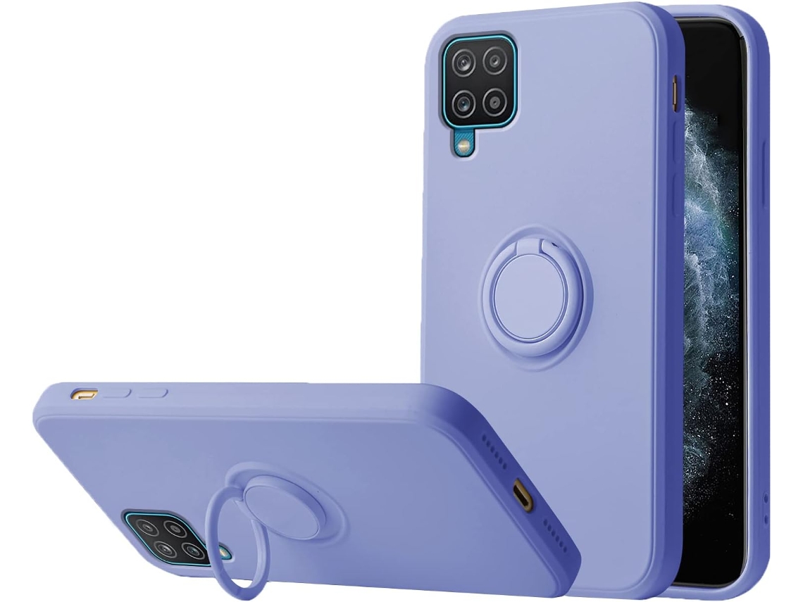 Capa Protetora Bordas Retas para Samsung Galaxy A12 HONGWE. Silicone Anti-Choque Roxo