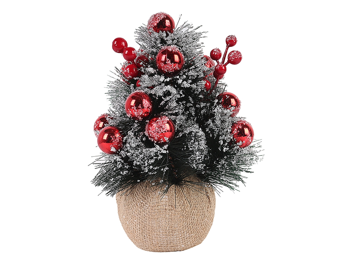 Árvore De Natal Mini Laxiscreed De Plástico Com Agulhas De Pinho Vermelho Média