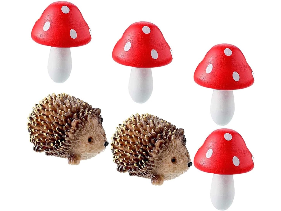 Kichouse Kit de 1 Enfeite de Ouriço em Resina e Madeira, Acabamento Fino, Ornamento Decorativo para Jardim, Lagoa e CHABERLU