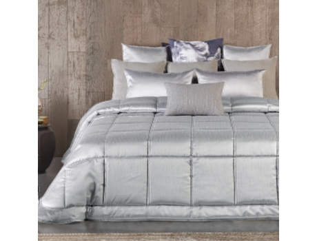 Colcha POTASSIO 250x260cm Prata com 2 Almofadas — 100% Poliéster