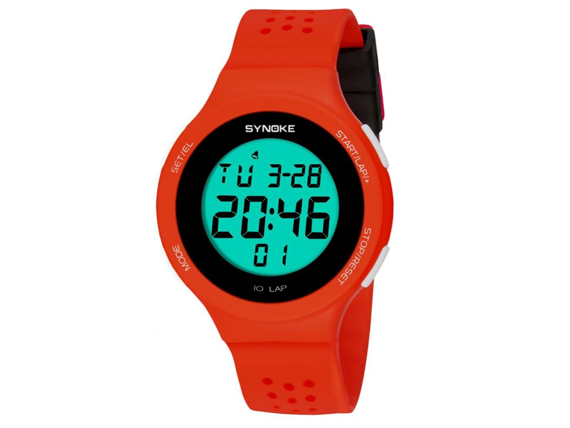 Relógio Esportivo Eletrônico Multifuncional Synoke Vermelho à Prova d'Água