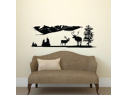 Adesivos de parede decorativos para sala de estar com animais da pradaria e das montanhas.