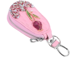 Capa Rosa Para Chave De Carro Com Design De Flor De Strass, Capa Elegante.