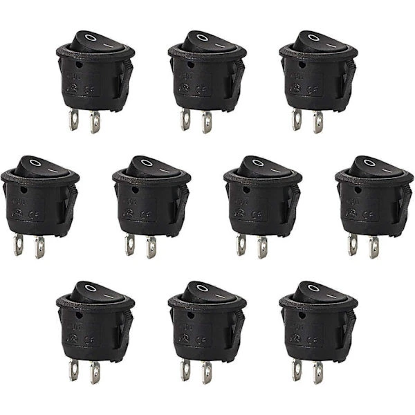 Conjunto De 10 Interruptores Balancim Redondos Com Trava, Botão Spst De 2 Pinos, Ac 6a/125v Ou 3a/250v Para Carro, Caminhão E Barco