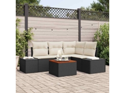 Vidaxl Conjunto De Sofá De Jardim 5 Unid. Preto E Creme Vime Pe