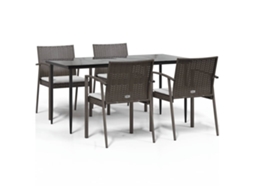 Garden Dining Set, Garden Dining Sets Vidaxl Marrom Rattan / Vime (mesa Com 160 Cm De Comprimento)