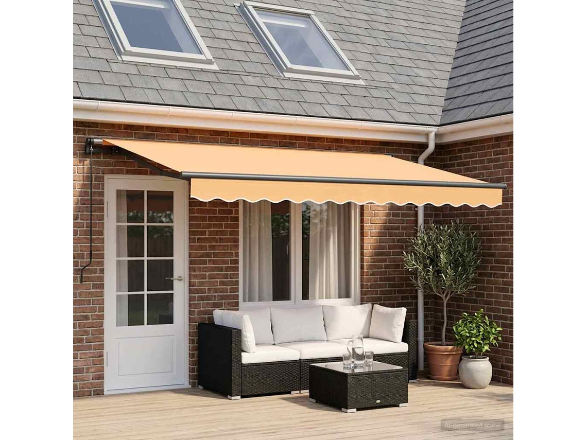 Vidaxl Toldo Retrátil Areia 400 × 350 Cm Poliéster E Alumínio