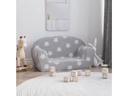 Vidaxl Sofá Infantil De 2 Lugares C/ Estrelas Pelúcia Cinzento-claro