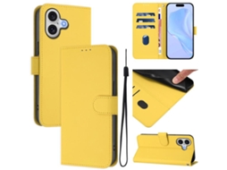 Capa De Couro Sintético Para Iphone 17 - Toque Suave - Cor Sólida - Com Cordão