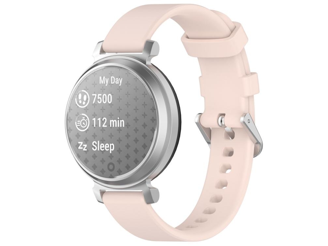 Bracelete para Garmin Lily 2 em Silicone com fivela prateada e liberação rápida rosa