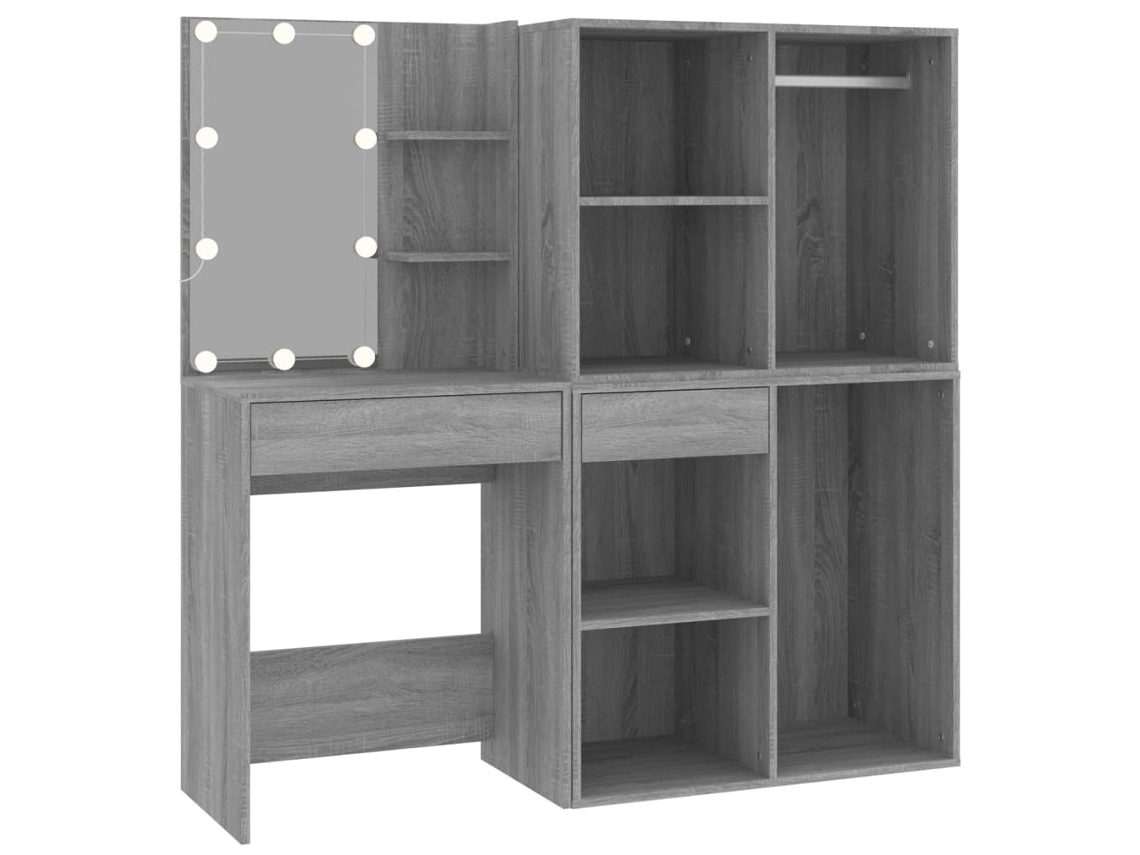 Led Dressing Table With Cabinets, Led Dressing Tables With Cabinets Vidaxl Cinzeto Madeira Processada (n/a)