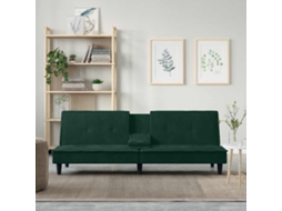 Vidaxl Sofá-cama Com Suportes Para Copos Veludo Verde-escuro