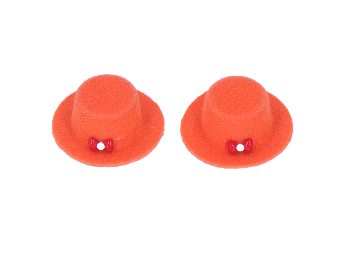 Mali 2pcs Boné de Festa Casa de Bonecas 1/12 Mini Laço Decoração Laranja Acessórios