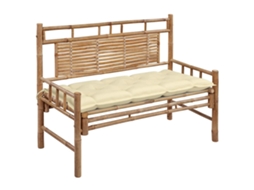 Vidaxl Banco De Jardim Com Almofadão 120 Cm Bambu