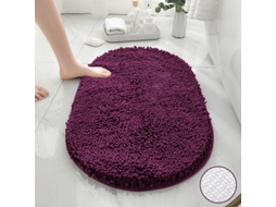 Tapetes de Banho Antiderrapantes Absorventes de Secagem Rápida para Decoração de Banheiro Fundo Tpr Roxo Ameixa Oval EVELTEK 40X60CM