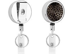 Porta Crachá Retrátil Com Estampa De Leopardo Preto, Moderno E Durável, Em Metal Ideal Enfermeiros E Profissionais