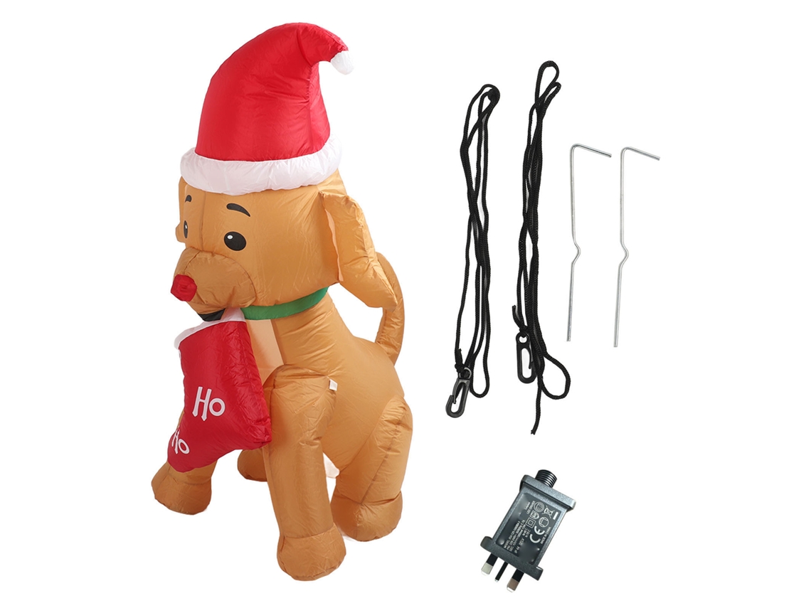 Laxiscreed Cão Inflável De Natal Com Meias, 5ft, Luz Led Para Decoração De Jardim Ao Ar Livre, Ligação Uk 220v