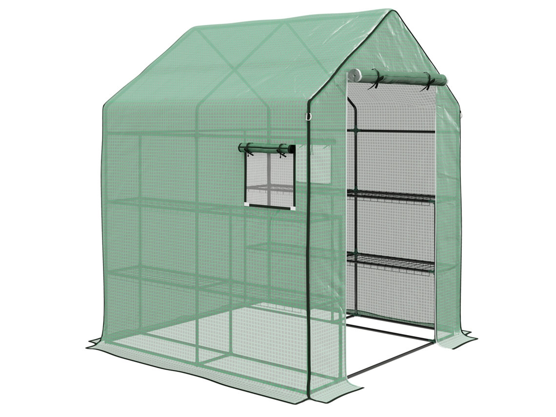 Estufa De Cm Jardim Com 1 Porta, Janela, Prateleiras 3 Níveis Para Hortícolas Plantas Flores Lona Pe 140 X 143 190